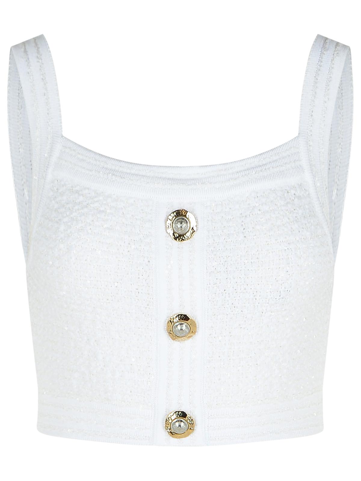 Balmain White Cotton Blend Top - Image 3