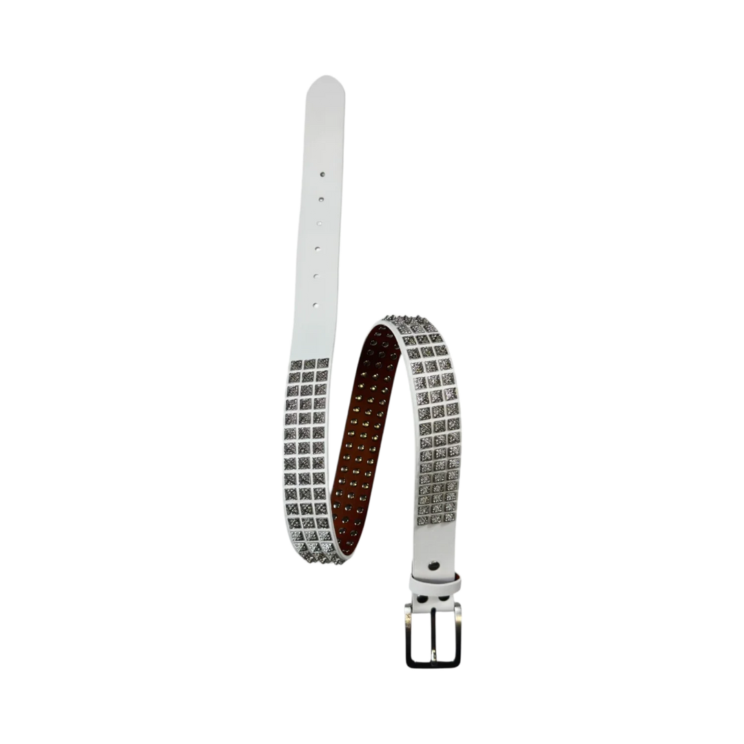 BOSSI 'SILVER ON WHITE' STUDDED BELT