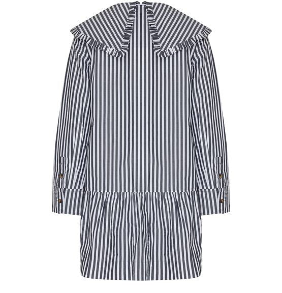 GANNI ストライプ ビックカラー コットン製 ミニ シャツドレス - Image 3