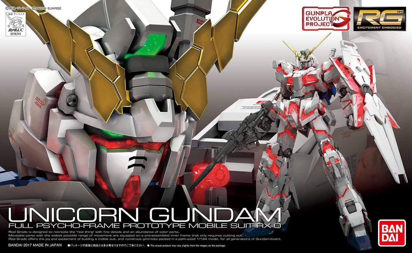 RG Mobile Suit Gundam UC Unicorn Gundam 1/144 Scale Color-Coded Plastic Model