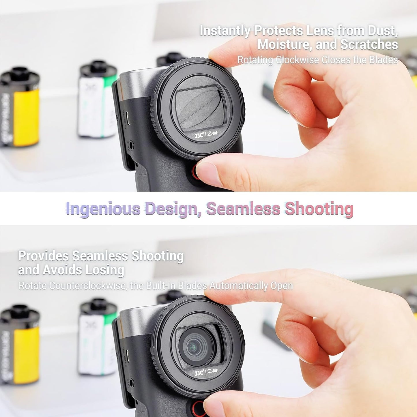 JJC V10 Lens Cap Cover Protective Lens Cap for Canon PowerShot V10 Vlog Camera Canon V10 Lens Protector Rotate Open/Close Anti-Lost Anti-Scratch Dustproof No Need To Remove When Shooting