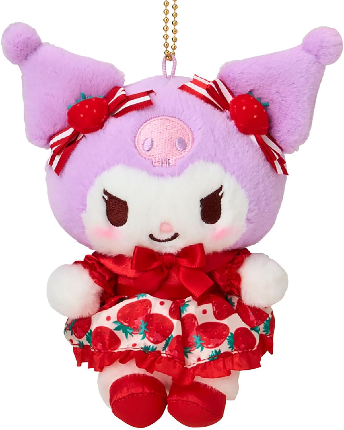 Sanrio Mascot Holder (Strawberry Newspaper 50th Anniversary) Kuromi, Polyester, Nylon, Steel, Ages 6 and Up, Toy Strap 839035