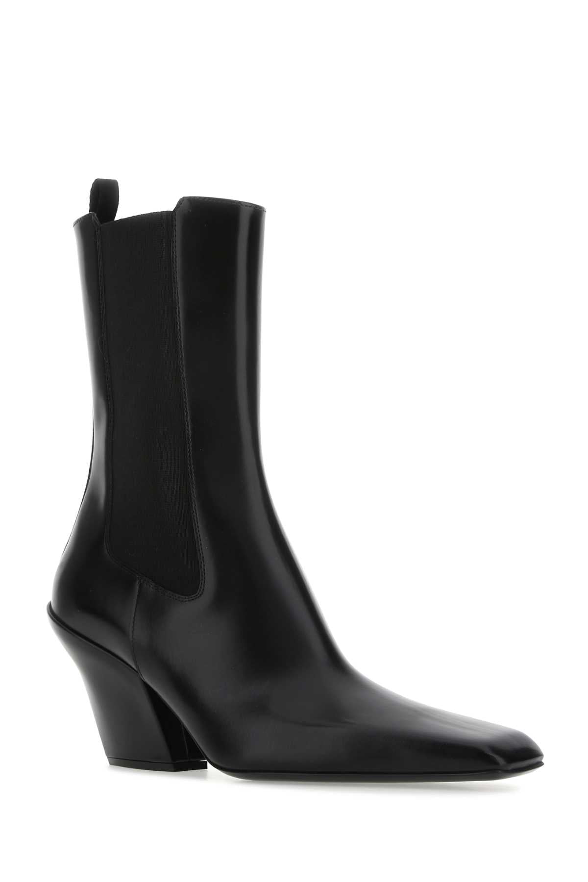 Prada プラダブラックレザーアンクルブーツ - Image 3