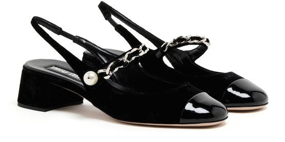 MIU MIU ヴェロア スリングバックパンプス - Image 3