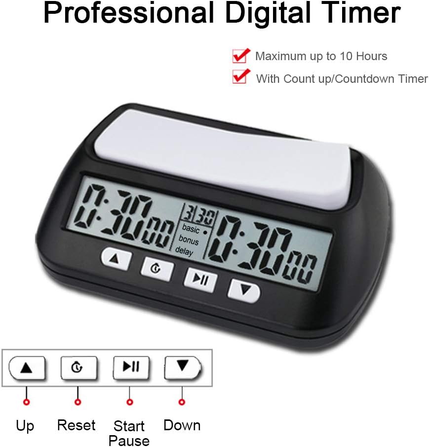 Lixada Digital Timer, Shogi / Go Competition Chess Clock, Digital Timer Game Timer Game, Multipurpose, Portable Professional