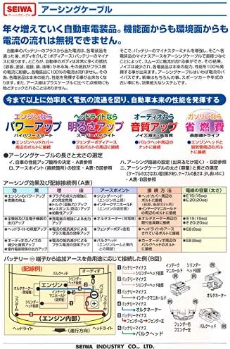 Seiwa Industry HEC-20-80 Earthing Cable, Thickness 7.9 sq ft (20 sq m), Length 31.5 inches (80 cm), Made in Japan