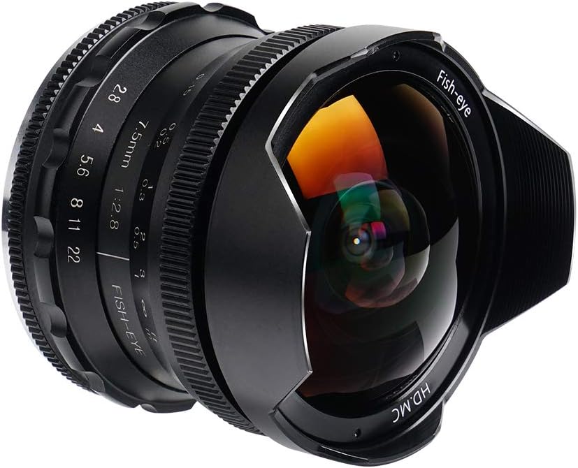 PERGEAR 7.5mm F2.8 Camera Replacement Lens Ultra Wide Angle Fisheye Lens Manual Focusing Fixed Lens for Nikon Z-Mount APS-C Mirrorless Camera Z50 Camera (Nikon Z-Mount APS-C)