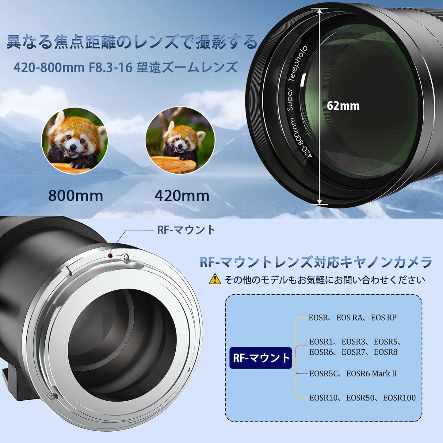 420-800mm F/8.3MM Manual Telephoto Zoom Lens for Canon Black RF Mount Compatible with Canon