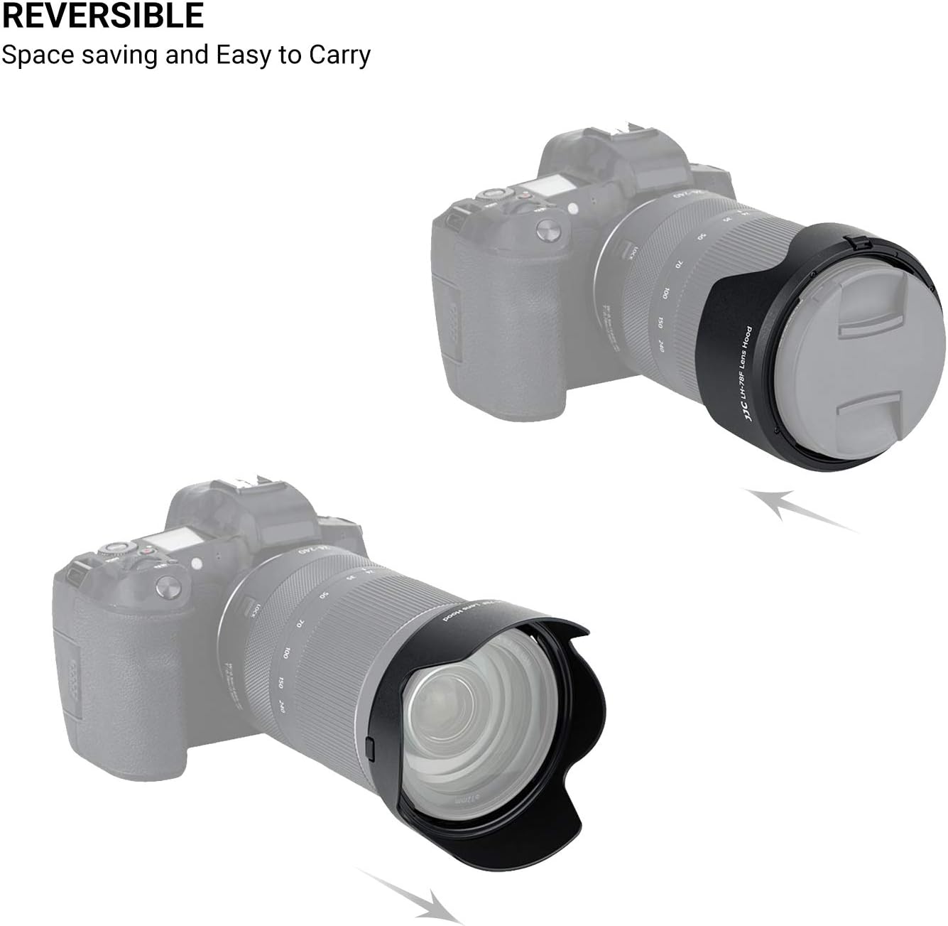 JJC Reversible Lens Hood for Canon EW-78F Compatible RF 24-240mm F4-6.3 IS USM Lens Compatible with Canon EOS R5 R6 RP R Ra