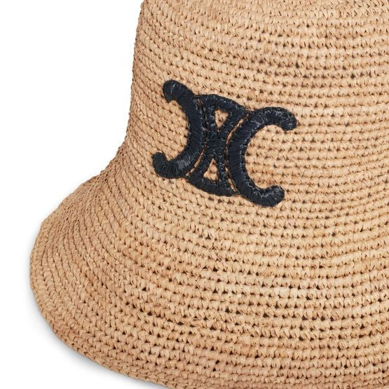 CELINE Triomphe bucket hat in raffia - Image 3