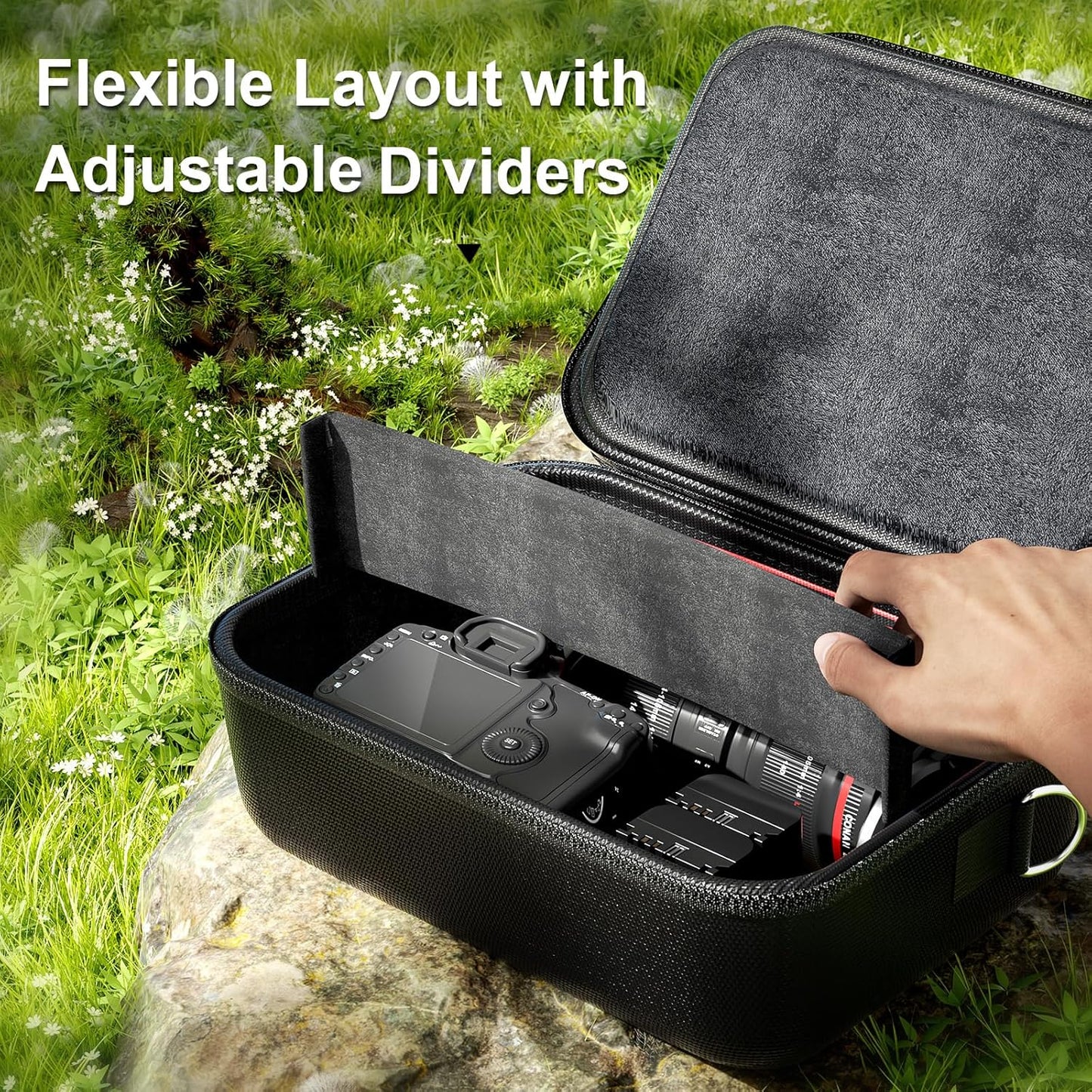 ProCase Camera Bag SLR Case for DSLR Mirrorless Camera Storage Soft Padded Digital Camera Case Travel Bag with Shoulder Strap Divider for Accessories - Black