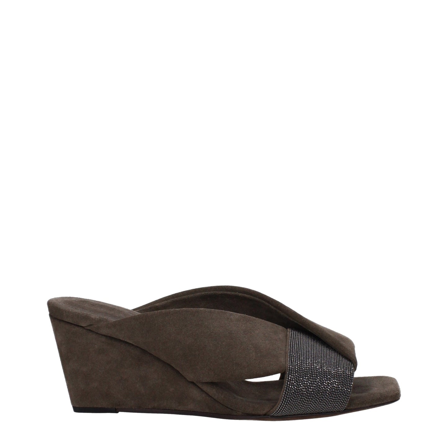 Brunello Cucinelli Zeppe Woman Suede Grey - Image 3