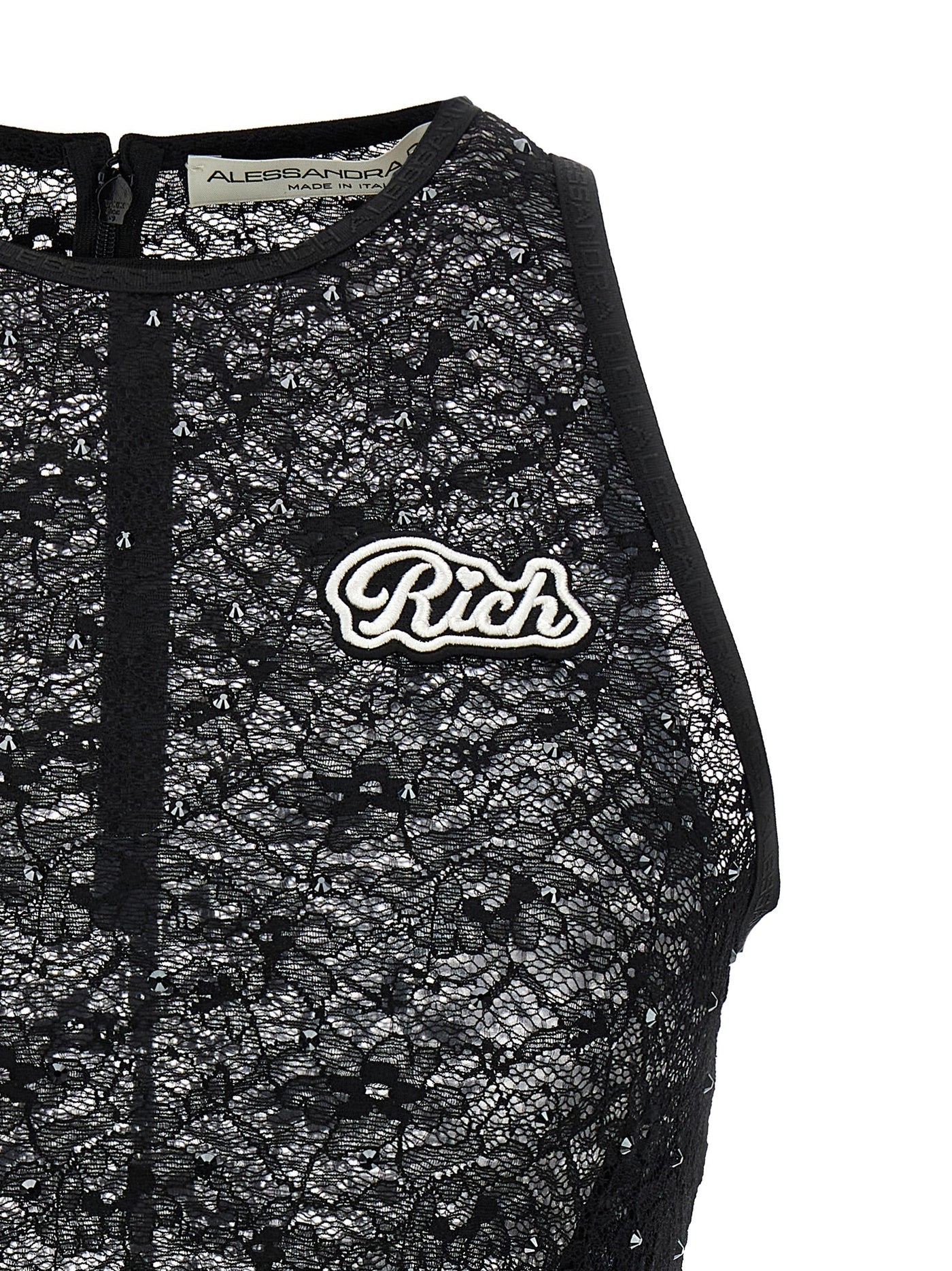 Alessandra Rich アレッサンドラリッチラインストーンレーストップ - Image 3