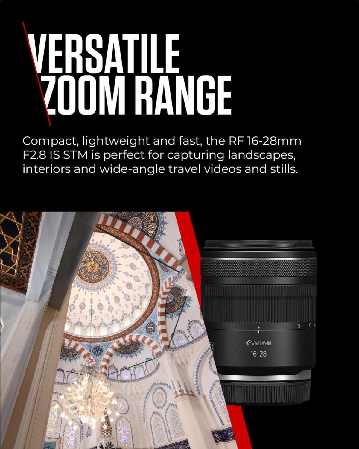 Canon RF16-28mm F2.8 STM Ultra Wide Angle Zoom Lens | Black
