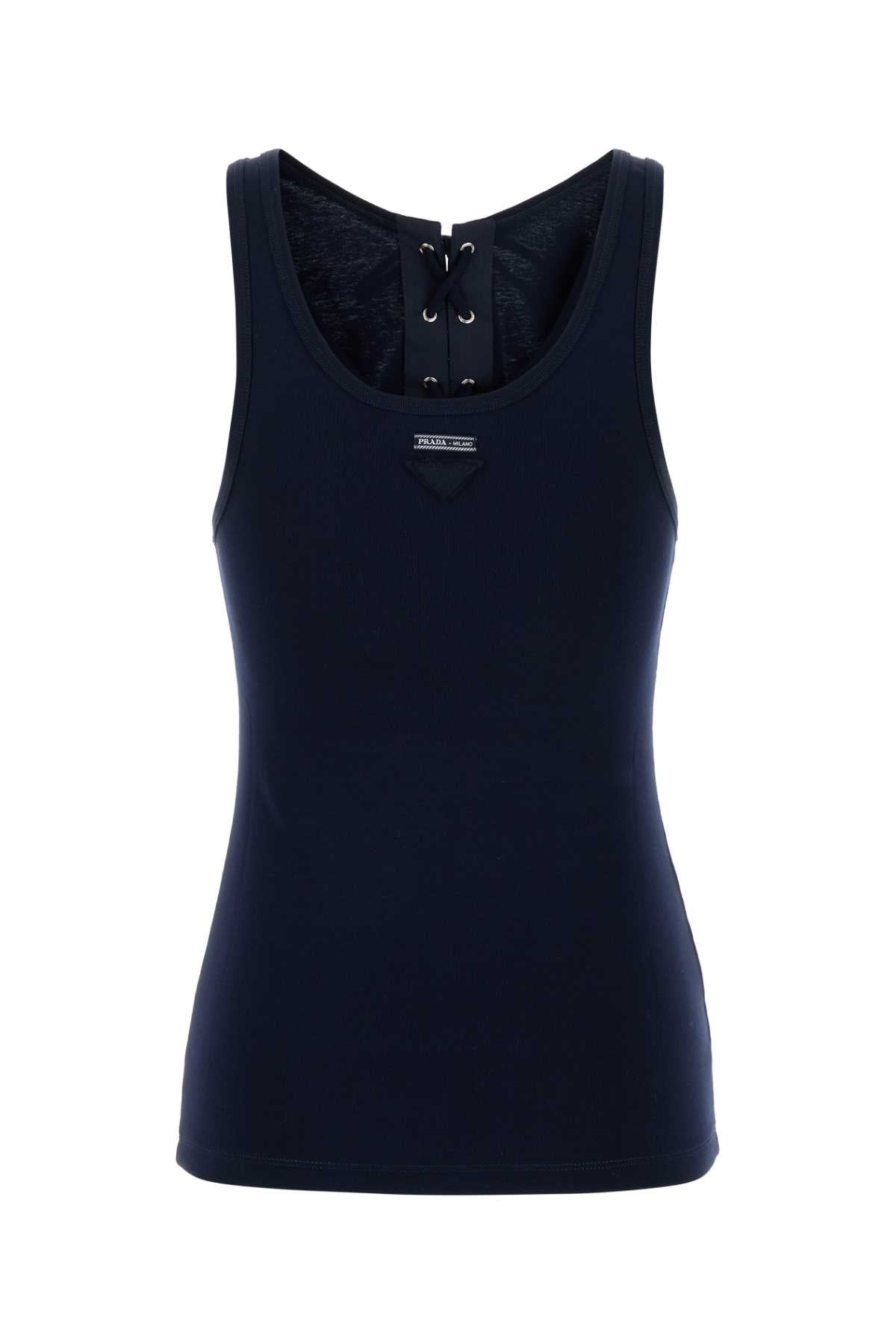 Prada プラダネイビーブルーコットンタンクトップ - Image 3