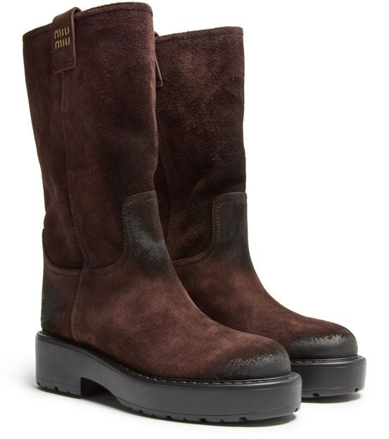 MIU MIU Calf-height suede boots - Image 3