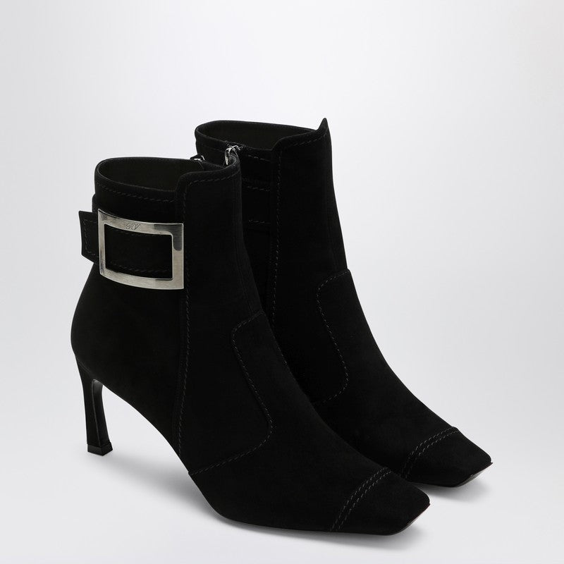 Roger Roger Vivier Black Trompetteスエードアンクルブーツ - Image 3