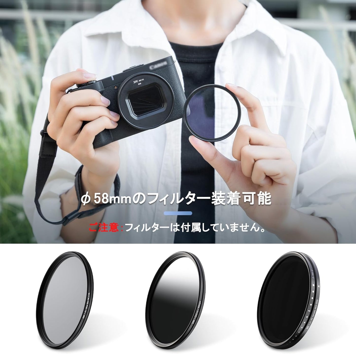JJC Filter Adapter Lens Cap Kit for Canon PowerShot V1 PSV1 Camera Canon Vlog Camera Lens Protection Dustproof Scratch Resistant Portable