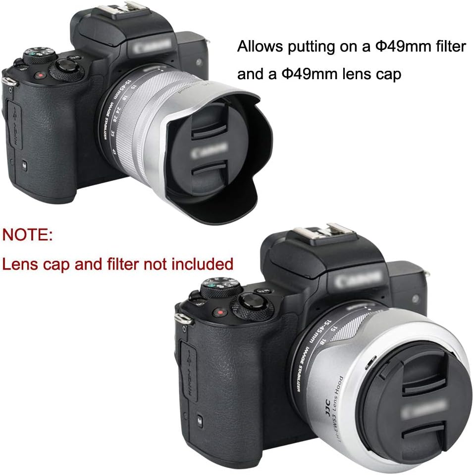 JJC Flower Shape Reversible Lens Hood for Canon EF-M 15-45mm F3.5-6.3 IS STM Lens Compatible EOS Kiss M2 Kiss M M200 M6 Mark II M50 M100 M5 M10 EW-53