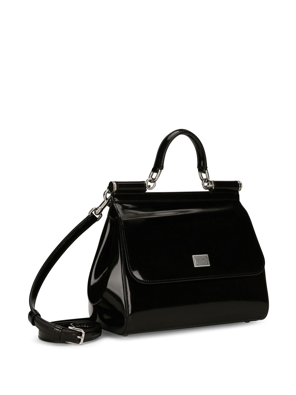 Dolce Gabbana ドルチェ&ガッバーナシチリア大きな光沢のある革のハンドバッグ - Image 3