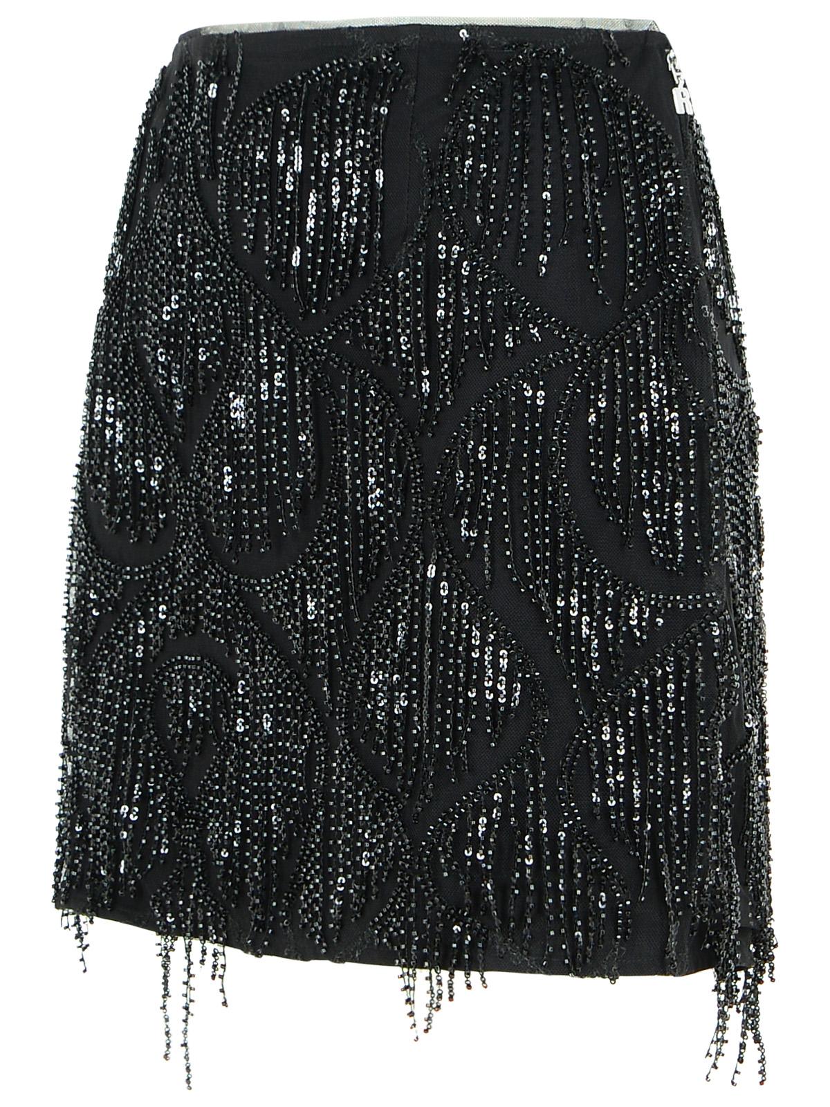Rotate 'Tula'ブラックポリエステルミニスカートを回転させます - Image 3