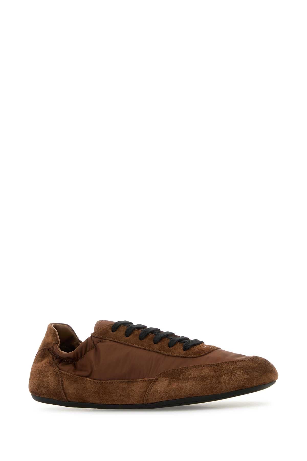 Prada Prada Brown Re NylonとSuede Collapse Sneakers - Image 3