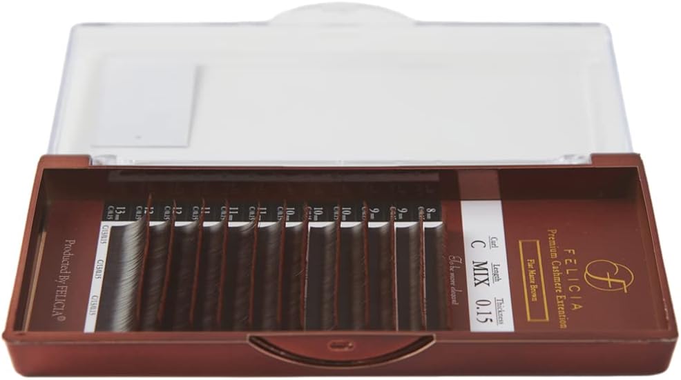 FELICIA Flat Lash, Ultra Soft Eyelash Extension, Single MatteTec Eyelash, C Curl, 0.05 Thickness, 0.06 - 0.5 inches (8 - 13 mm), Mixed