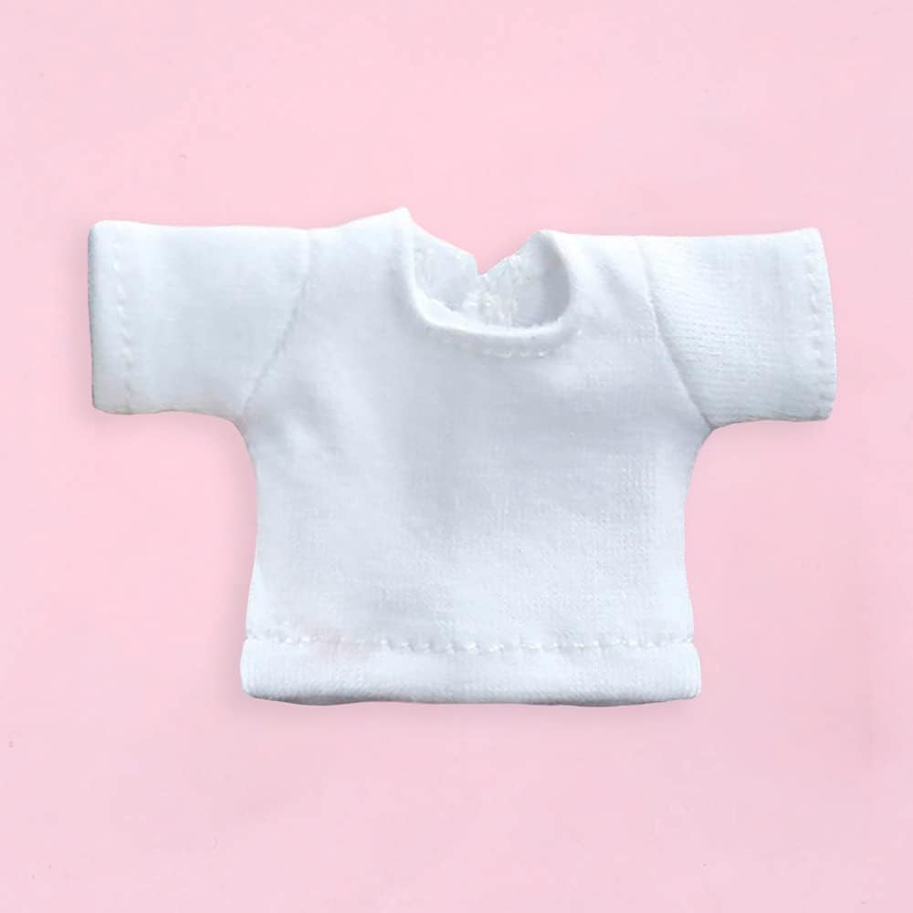 niannyyhouse OB11 Size Obitsu Doll for 4.3 inches (11 cm) Body, T-shirt + Pants, Set of 2, Plain T-shirt, Doll Clothing, Overalls, 1/12bjd Doll Clothes (White+Black)
