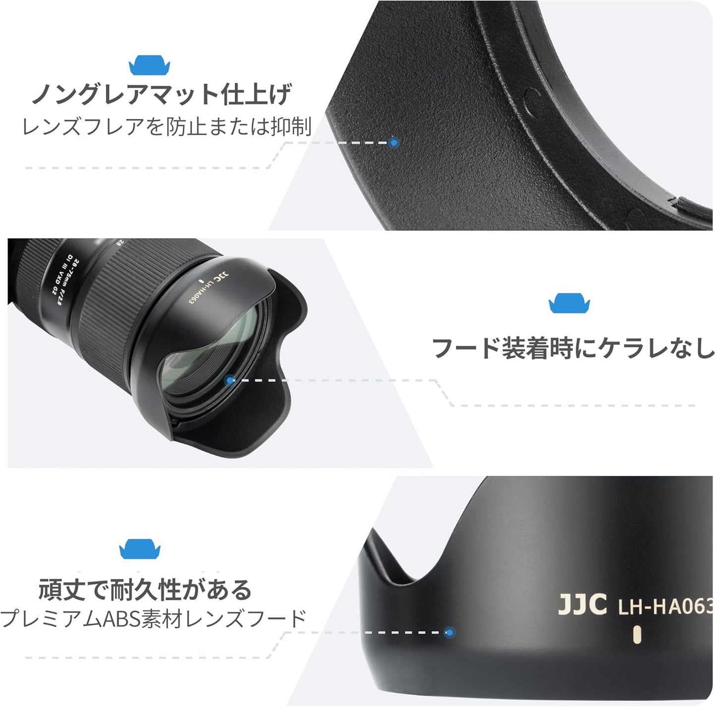 JJC Reversible Lens Hood for Tamron HA063 Compatible Tamron 28-75mm f/2.8 Di III VXD G2 (Sony E) (Model Number: A063) Lens for Sony A7CR A6700 A7RV A1 A7SII A7SIII A7III A7R III A6600 A7C and More