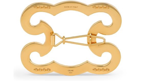 CELINE Triomphe frame hair clip in strass and brass with gold finish - Image 3