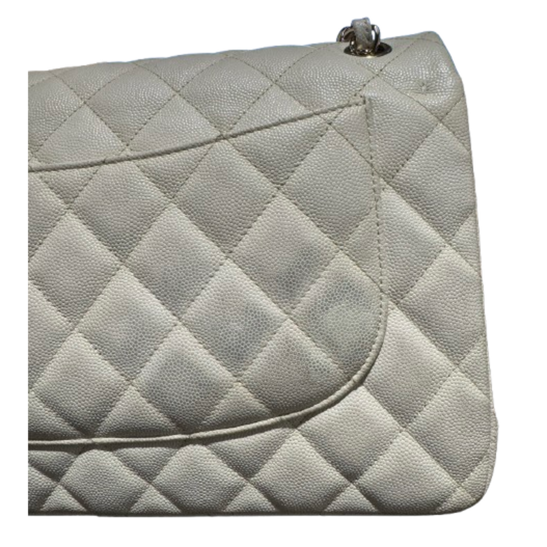 CHANEL CLASSIC JUMBO CREAM DOUBLE FLAP BAG