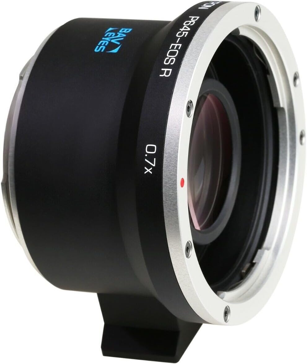 KIPON BAVEYES Pentax 645 - Canon EOS R 0.7X Compatible Lens: Pentax 645 Mount Lens - Compatible Body: Canon RF Mount