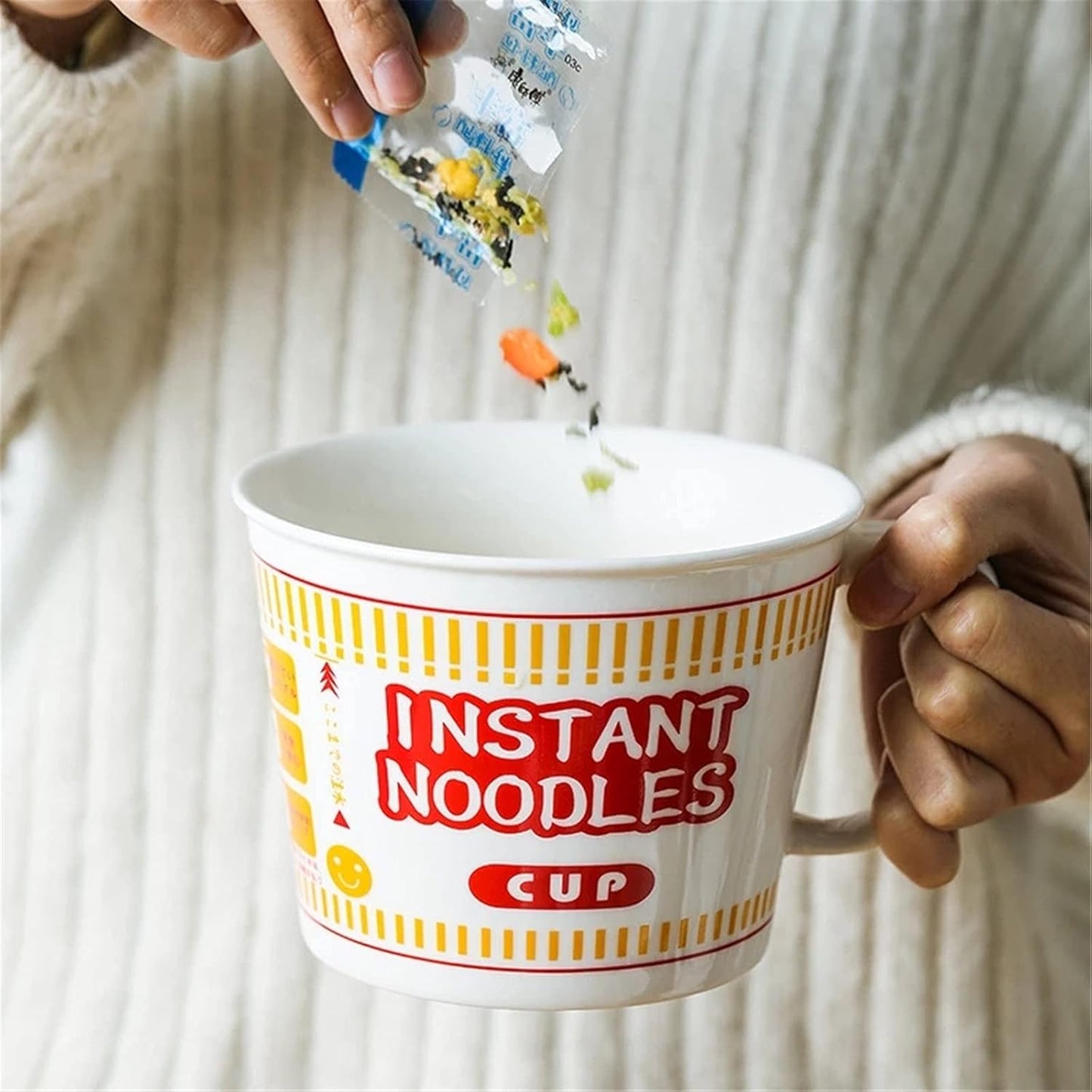 Tableware Udon Soba Ceramic Bowl Instant Noodle Bowl Mixing Ramen Bowl and Cover for Restaurant Ramen Commercial Use (Color: Blue, Size: One Size)