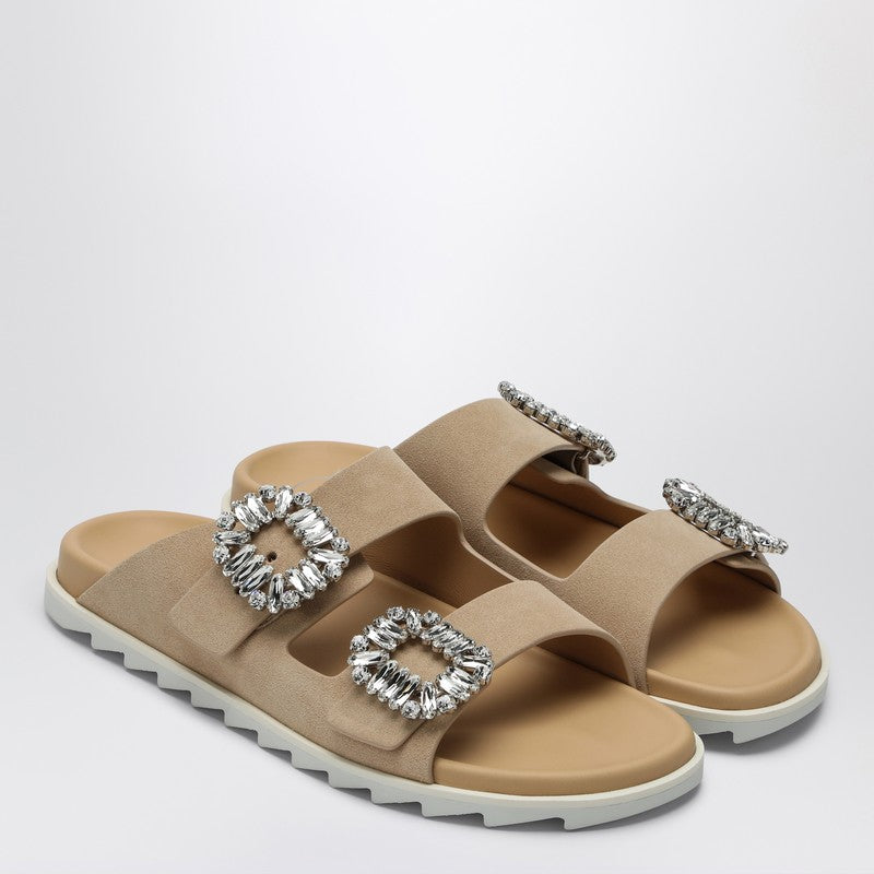Roger Roger Vivier Beige Suede Slidy Viv 'Mule - Image 3
