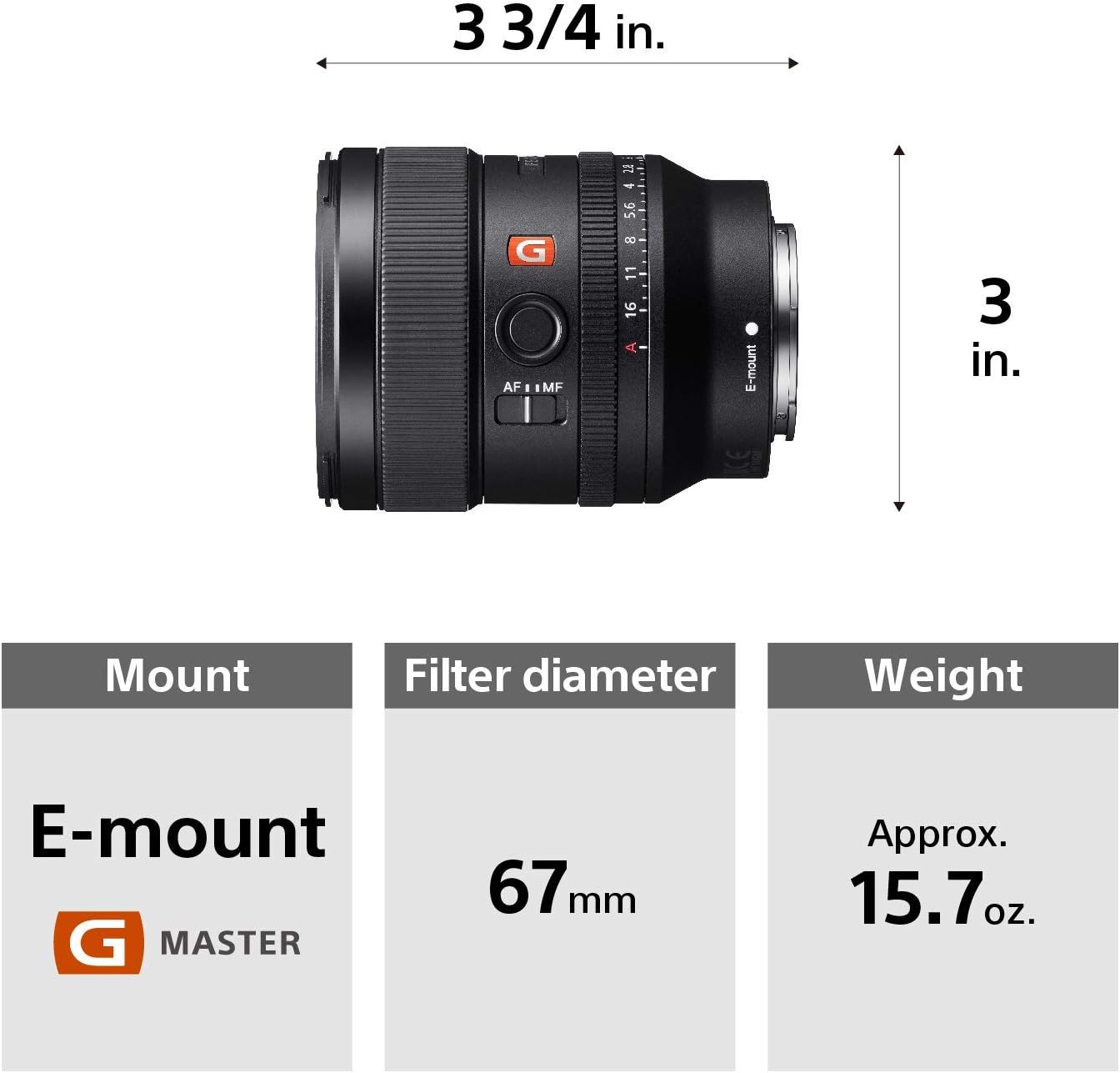 Sony E-Mount FE 24mm F1.4 GM Full Frame Wide Angle Prime Lens (SEL24F14GM), Black (Renewed)