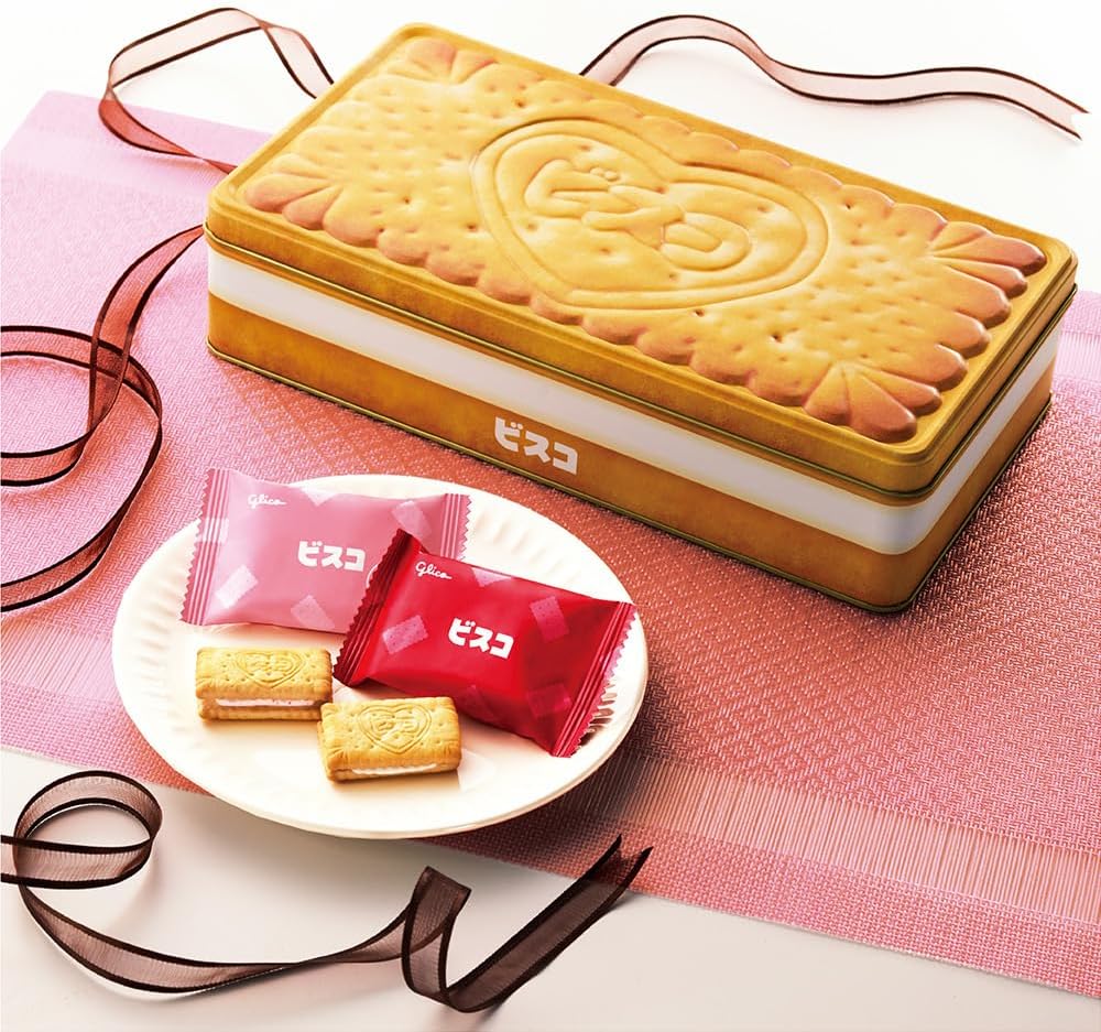 Ezaki Glico Bisco Gift Box, 32 Sheets (2 Sheets x 16 Bags), Biscuits, Cookies, Sweets, Gift Cans, Present, Box
