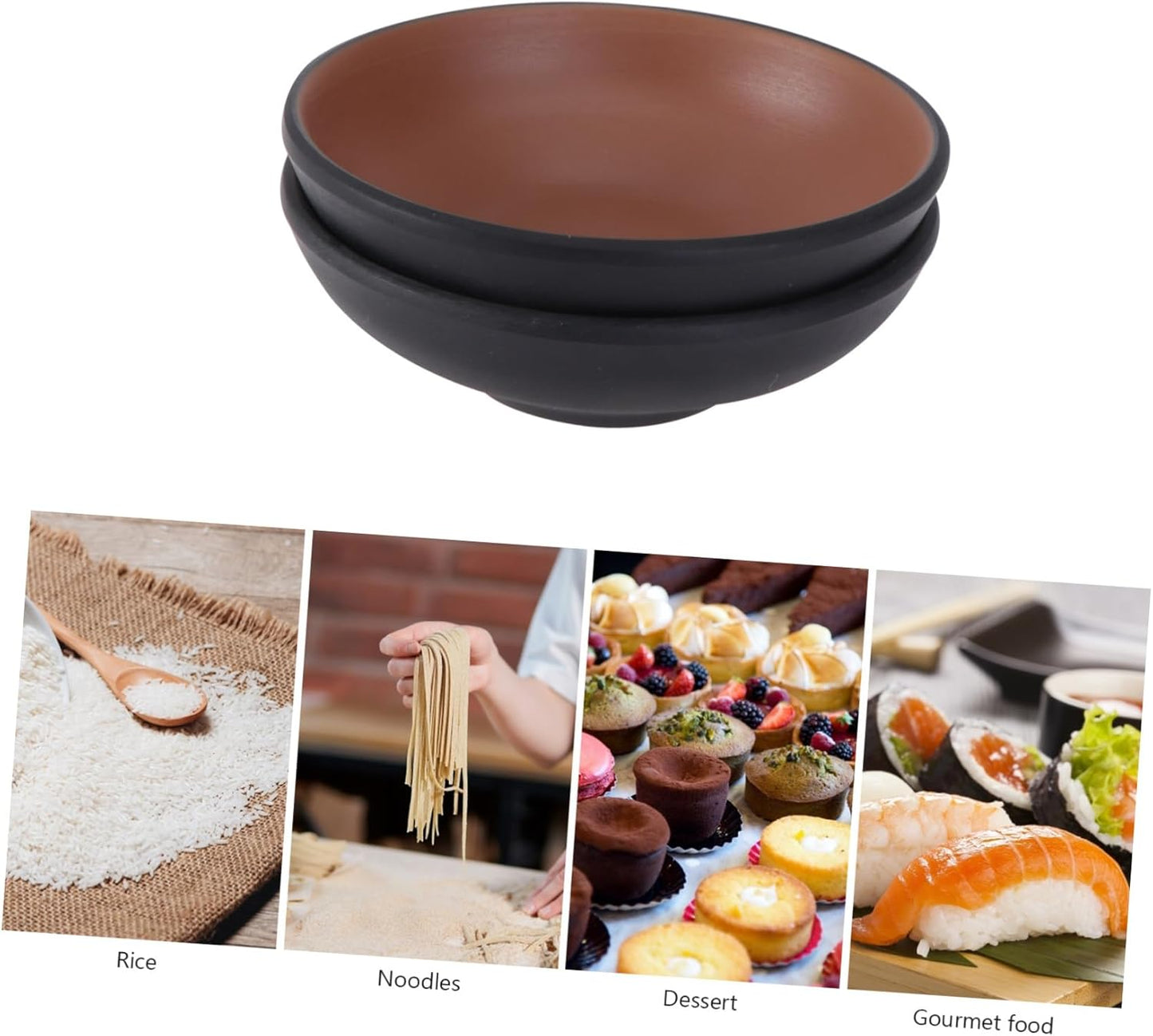 LALADEFIEE 2 Pcs Japanese Ramen Bowl Simple Ramen Bowl Udon Instant Ramen Bowl Japanese Style Tableware Chicken Ramen Bowl Miso Soup Bowl Japanese Rice Bowl Simple Style Tableware Melamine Black