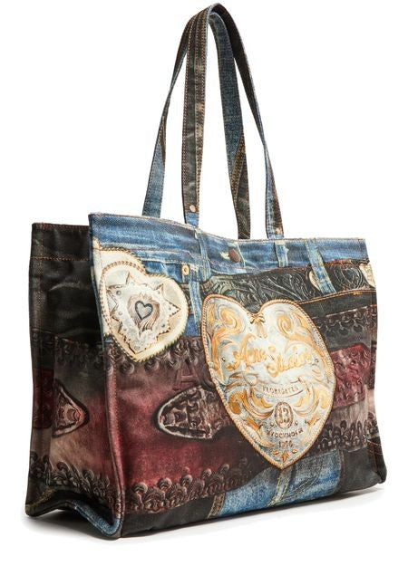 ACNE Trompe-l'oeil print denim effect tote bag - Image 3