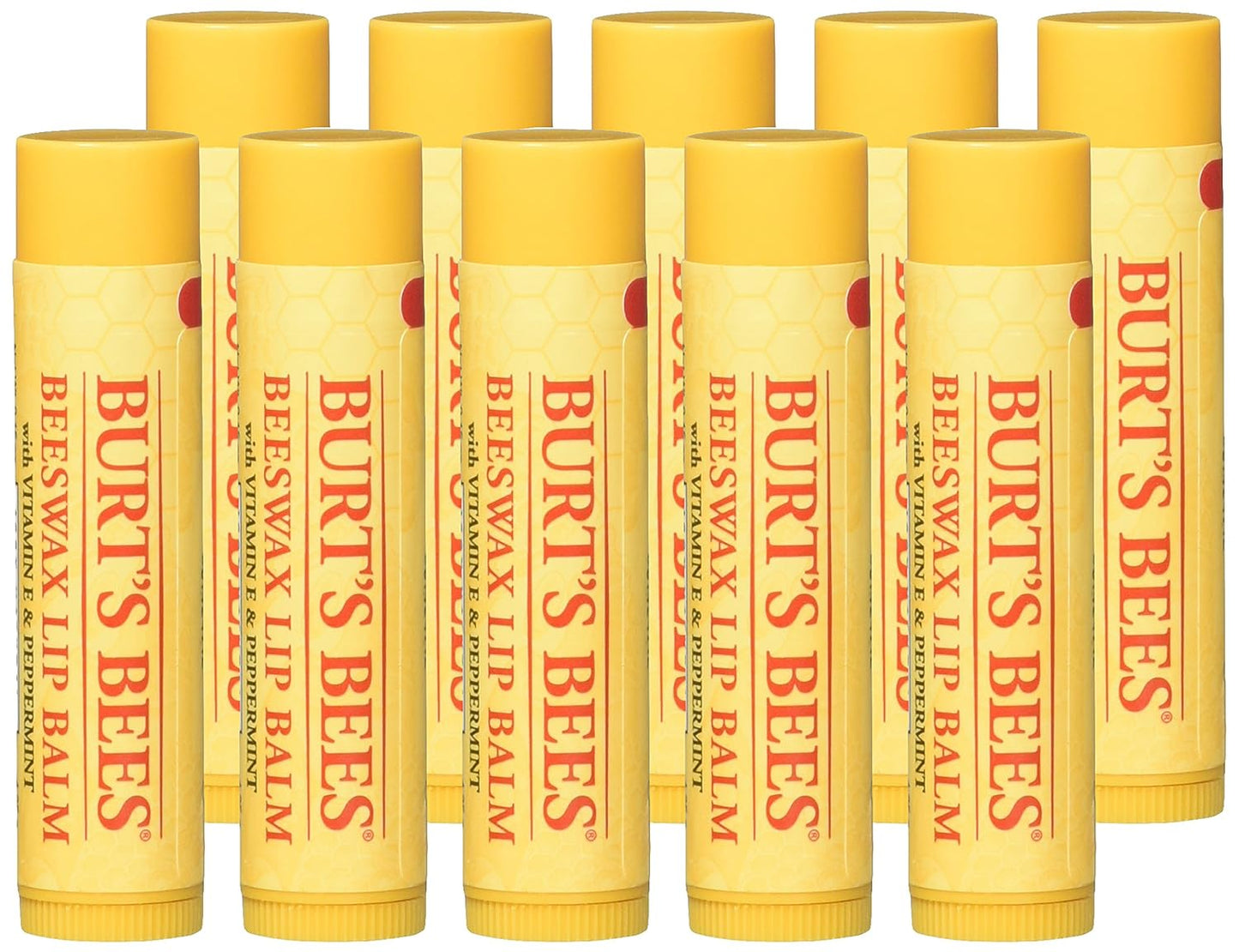 Burt's Bees Bálsamo labial de cera de abeja con vitamina E y menta, 0.15 onzas (paquete de 10)