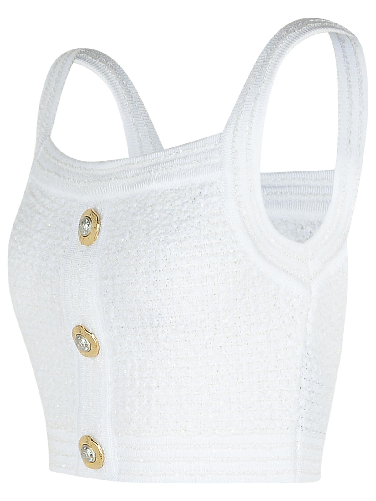 Balmain White Cotton Blend Top - Image 3