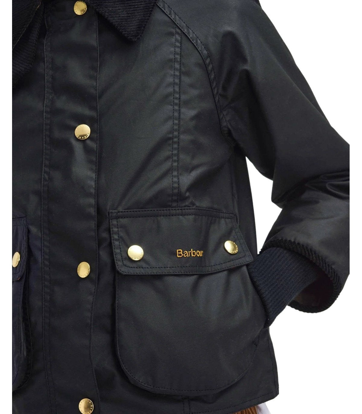 Barbour Beadnell Wax Black Cropped Jacket - Image 3