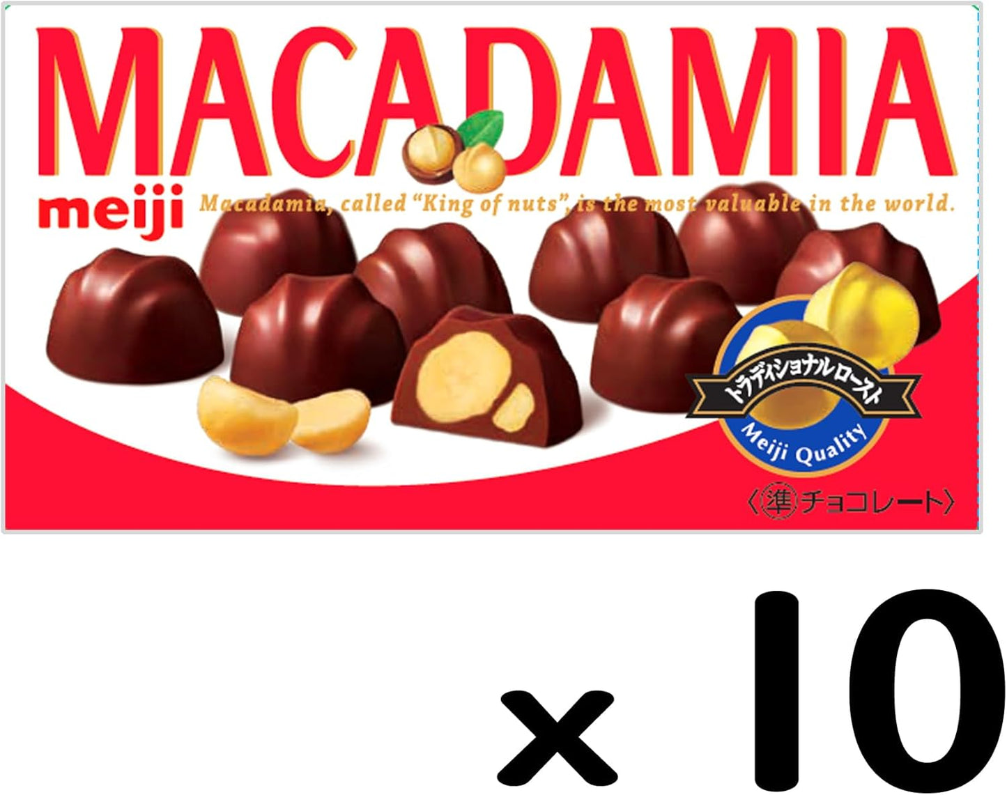 Meiji Macadamia Chocolate, 9 Tablets x 10 Packs