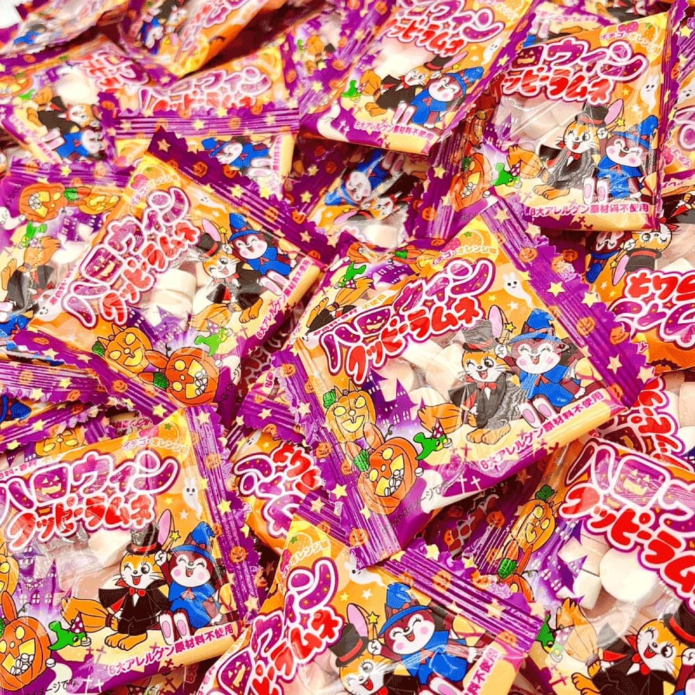 Halloween Kookie Ramune Set of 100 Bags + Halloween Limited Design Bag / Perfect as a Present or Petite Gift! Kooppie Lamune Dagashi, Candy Assortment