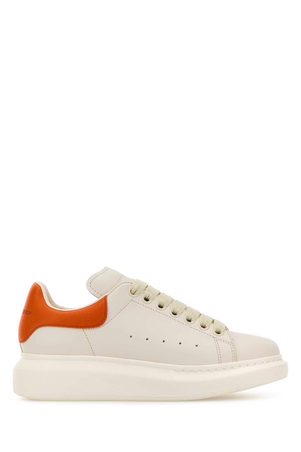 Alexander Mcqueen チョコレートレザーヒール付きアレクサンダーマックイーンホワイトレザースニーカー - Image 3