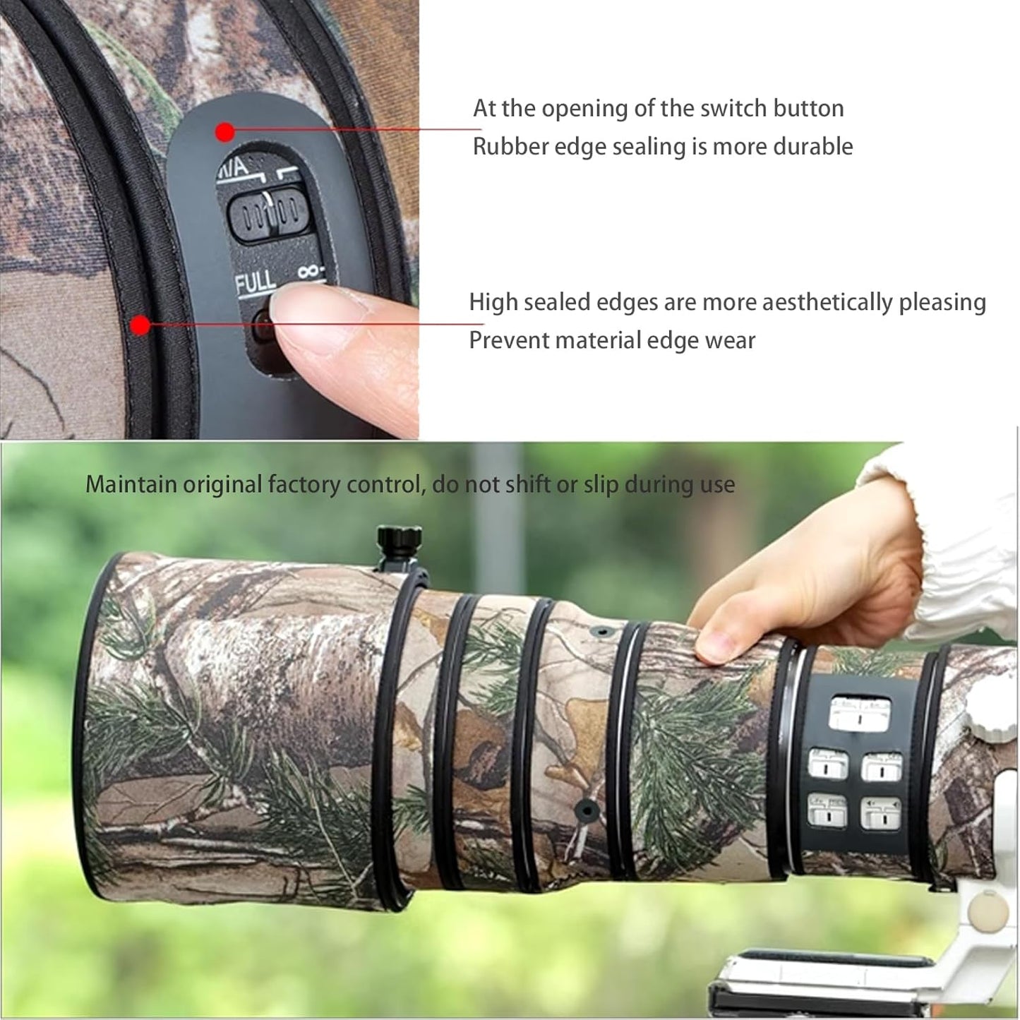 COMEOXO Sigma Lens Cover Waterproof Material Lens Protective Cover for CANON RF 100-300mm F2.8 L IS USM Telephoto Lens Coat Sigma Lens Camouflage Protective Cover Elastic Fabric Protective Lens, Dead