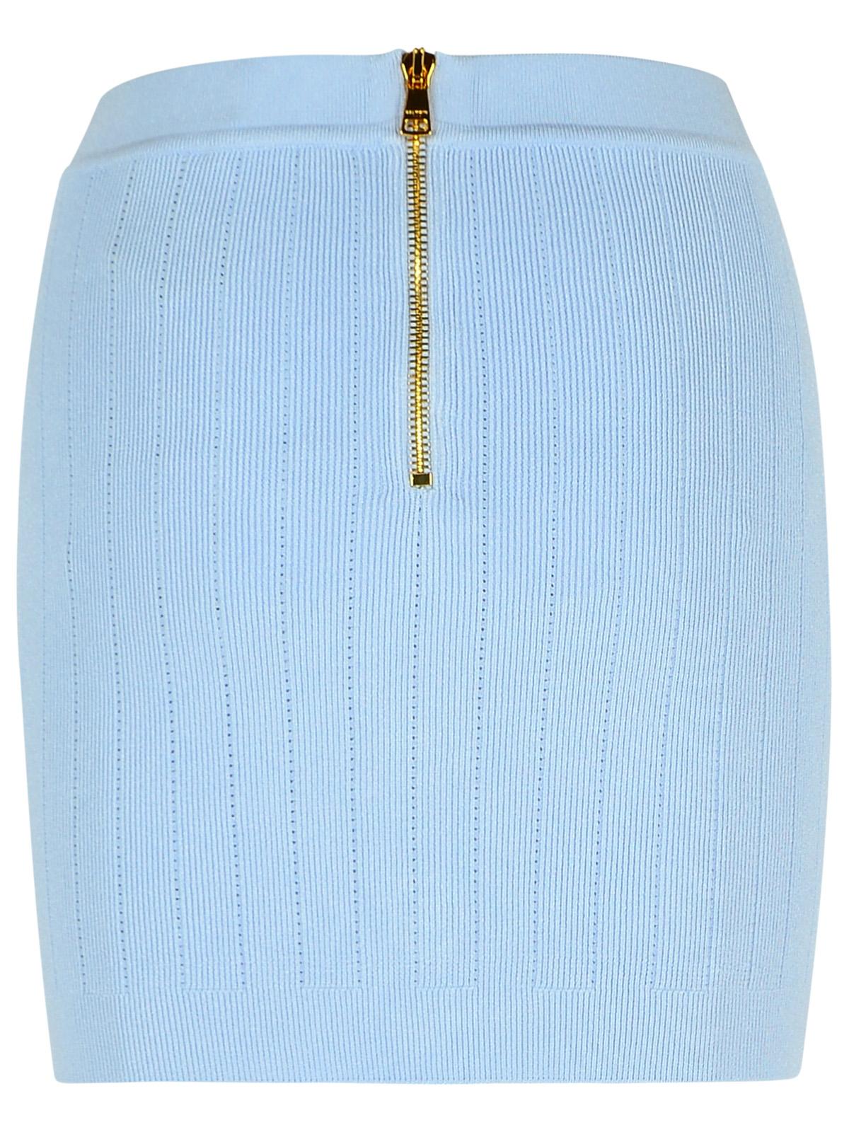 Balmain Light Blue Viscose Blend Miniskirt - Image 3