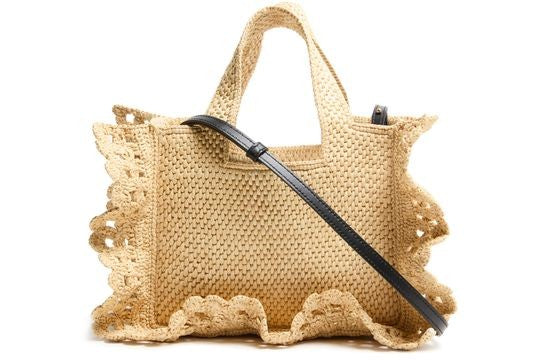 LOEWE Font Ruffles small raffia tote bag - Image 4