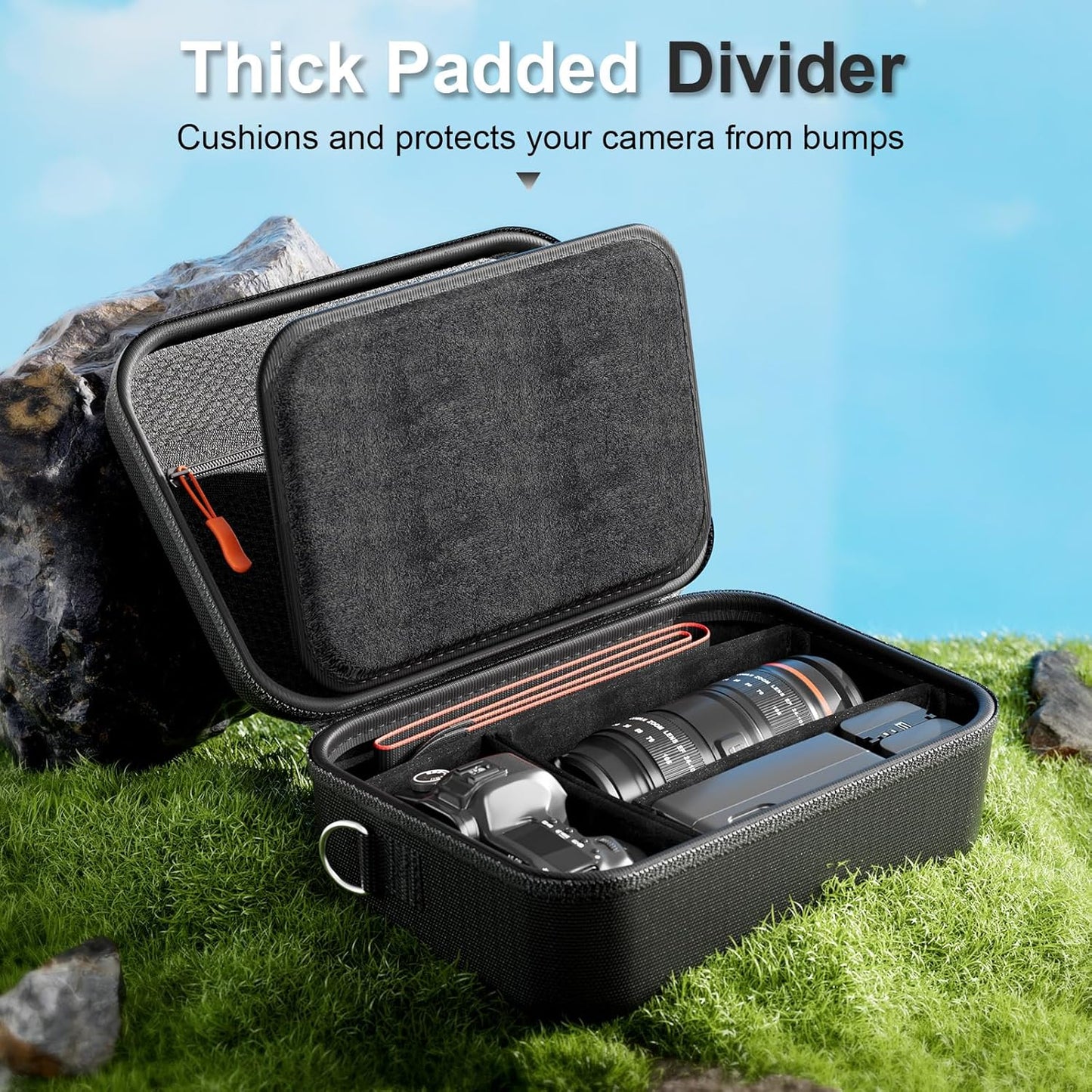 ProCase Camera Bag SLR Case for DSLR Mirrorless Camera Storage Soft Padded Digital Camera Case Travel Bag with Shoulder Strap Divider for Accessories - Black
