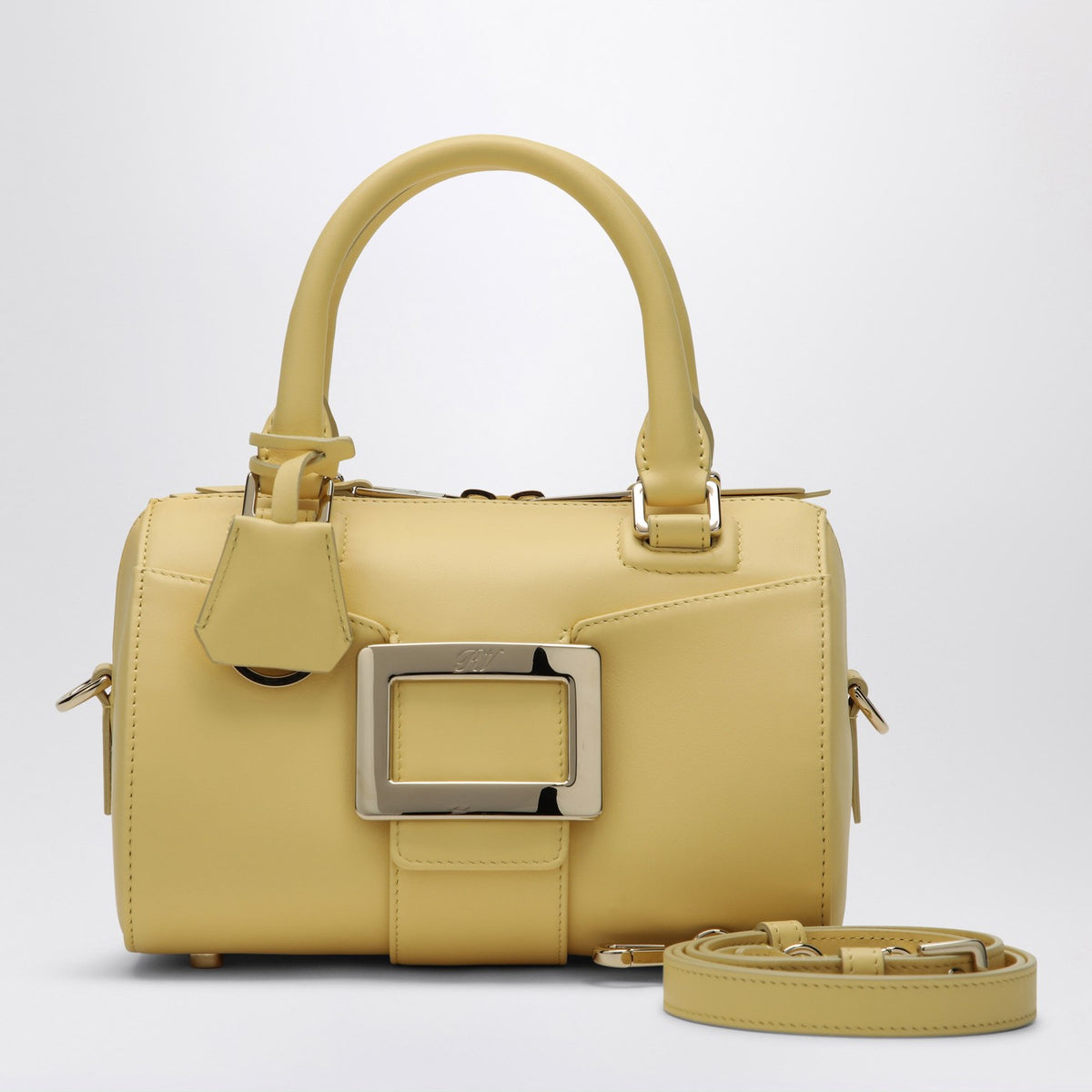 Roger Roger Vivier Belle Vivier Bowling Bagは黄色の革のバッグ - Image 4