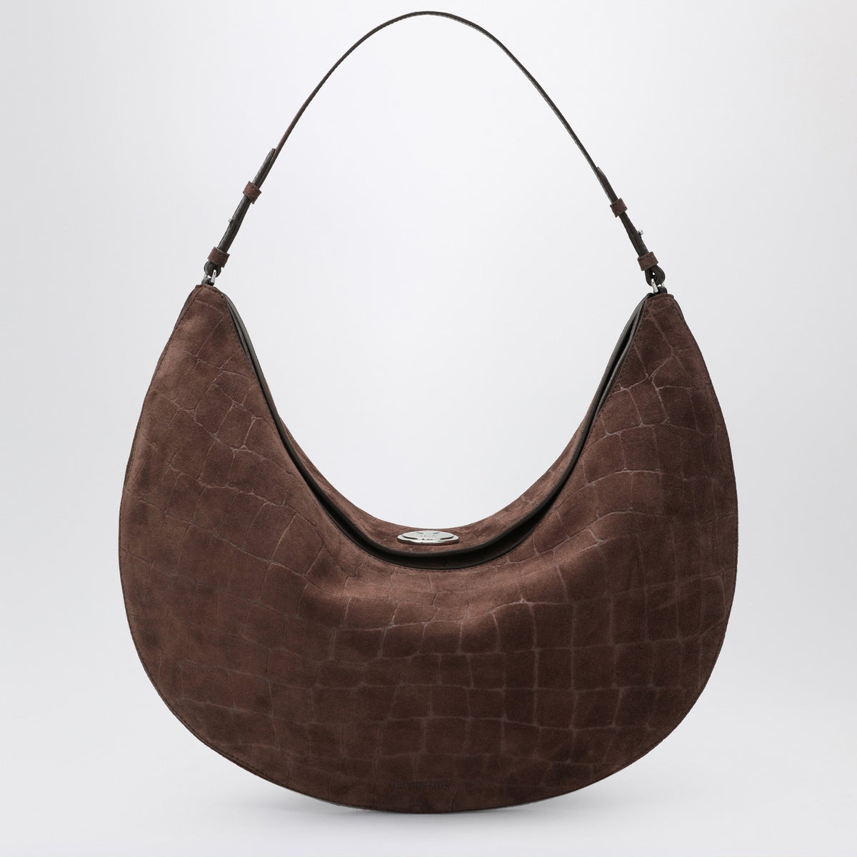Jacquemus Jacquemus Large Brown Crocodile Effect Leather Ovalo Bag - Image 4